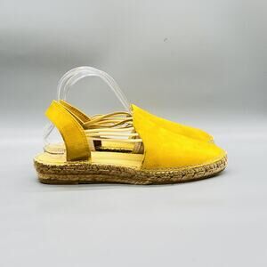 Toni Pons Sandals Womens 10 Yellow Suede Nuria Espadrille Slingback Flat Shoes